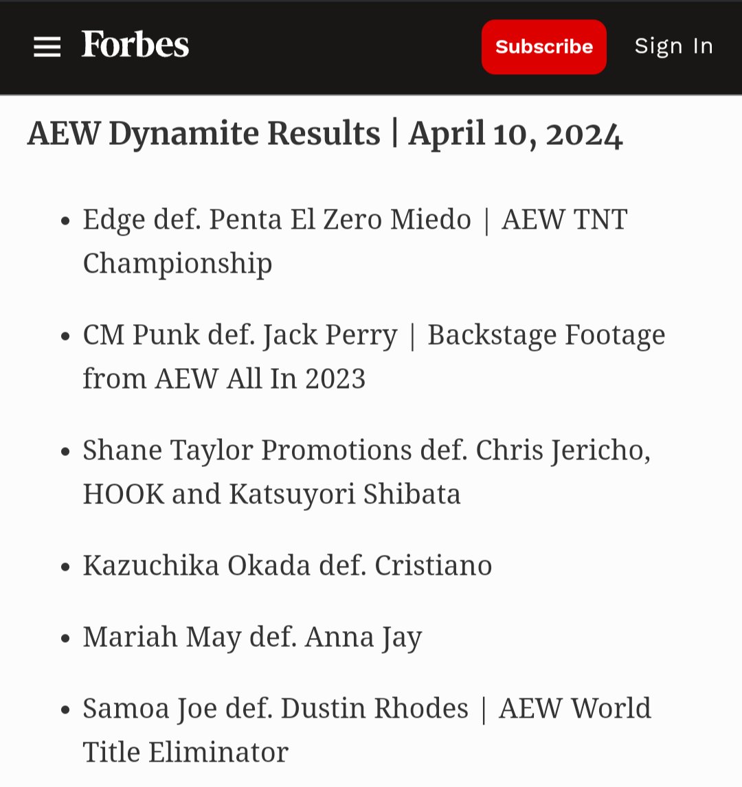 'CM Punk def. Jack Perry'

Even Forbes is cooking AEW 😭