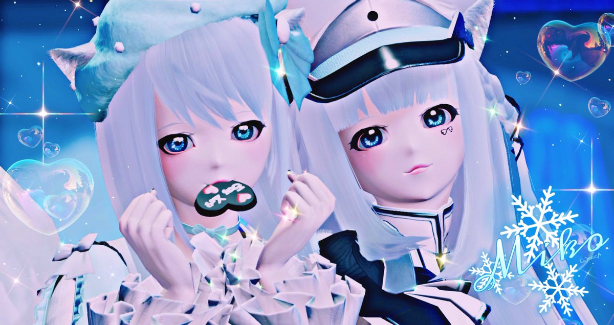 #PSO2NGS 
#メンテの日じゃないけどssを貼る 
#れたロゴ 

お昼あげ🍴🌞

新旧の小雪ちゃんペアショット❄ 🤍
左が前のハツラツ小雪ちゃん❄️
右が新のキューティー小雪ちゃん🤍

こう見ると似てるけど割と違うね✨️
結構キューティーの方が優しい目になってる♡