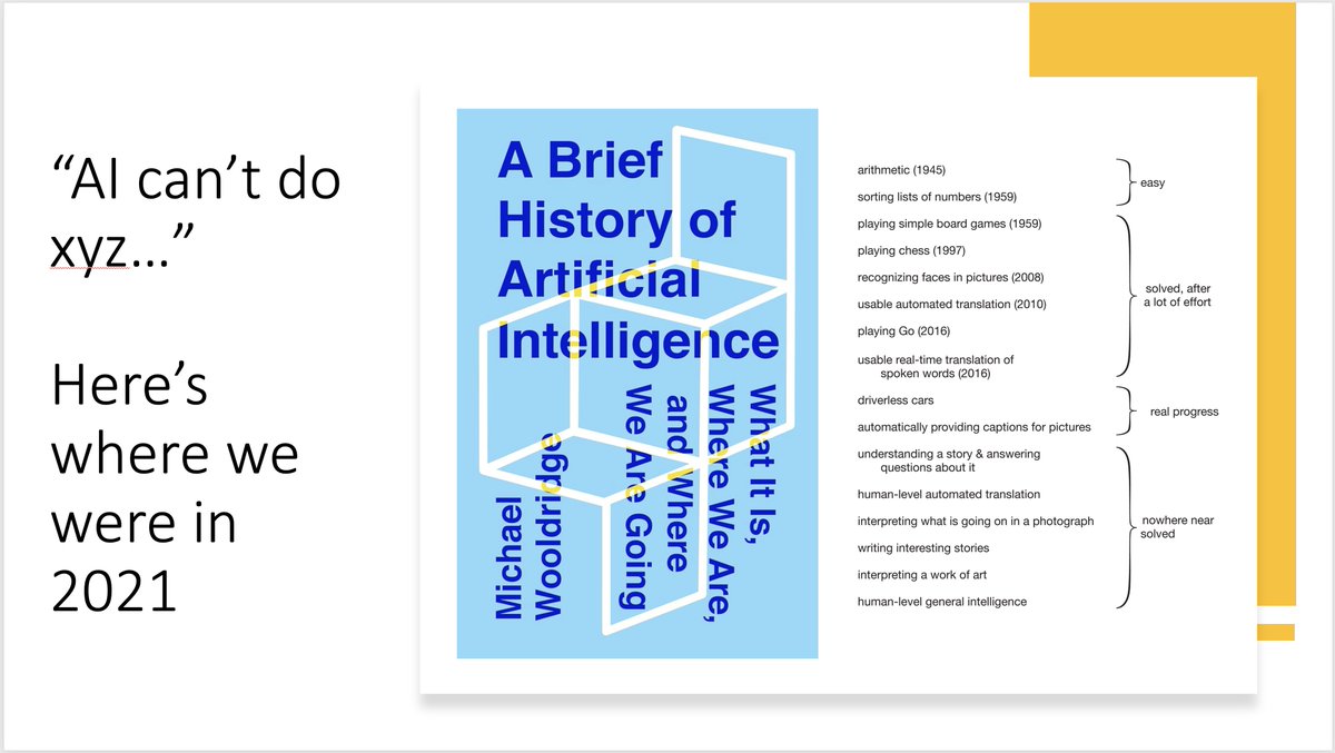 Your regular reminder that we shouldn't be trying to build assessment that AI 'can't do' because the frontier moves so fast. Here's a slide from today; the figure on the right is from the book on the left us.macmillan.com/books/97812507…