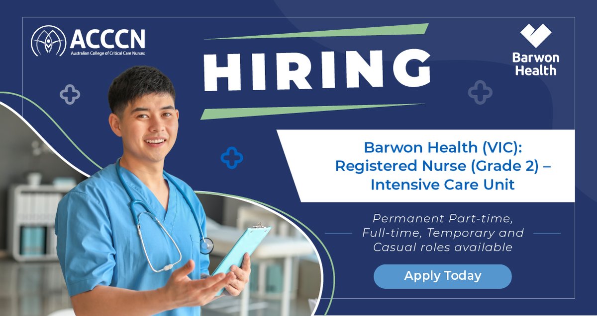 Barwon Health is seeking an ICU-experienced RN (Grade 2) with strong communication and acute nursing skills. Join the team in delivering top patient care. Apply now: ow.ly/JIA350RcO0t #Nursing #Healthcare