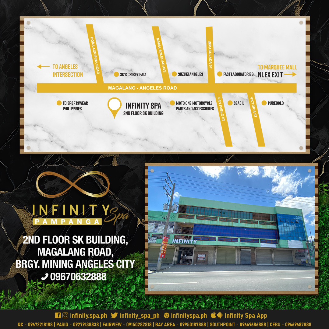 Your Mancave upgrade awaits! #InfinitySpaPampanga is now taking pre-bookings for our April 12th soft opening. 💯 Limited slots available – first massage at 4 PM! Check the vicinity map, snag your relaxation escape, and get ready to unwind. Contact details below – act fast! 💛♾