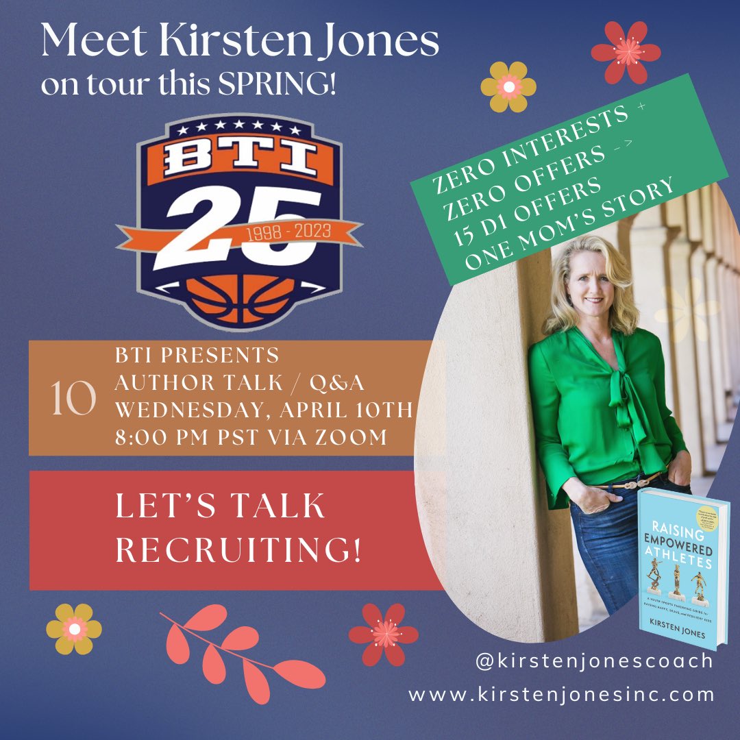 Live amazing zoom session for all BTI players with best selling author Kirsten Jones. The topic tonight is Raising Empowered Athletes.