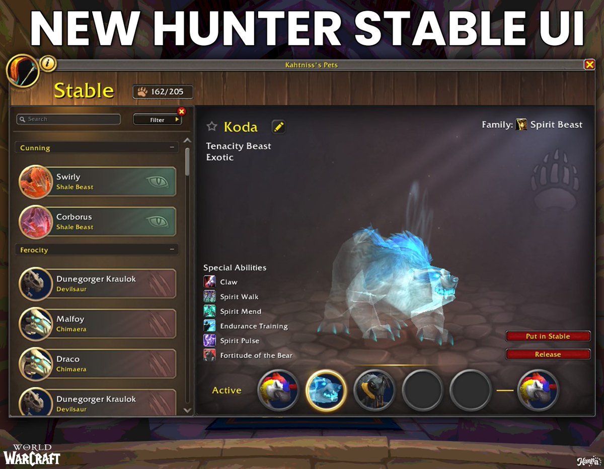 NEW in #Warcraft patch 10.2.7 -- STABLE UI has been updated for me and my fellow Hunters! 🏹 I personally went to the PTR to check it out myself and I'm excited for this to go live soon! 🙌 #worldofwarcarft #Dragonflight