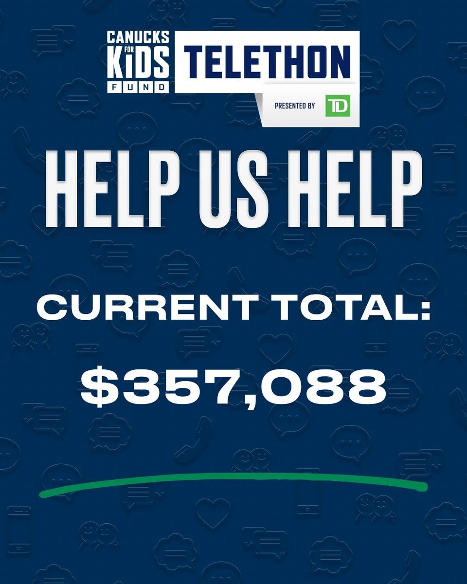 The current total for the CFKF Telethon is $357,088! Let’s keep the momentum going, @Canucks fans!   DONATE NOW | Canucks.com/telethon