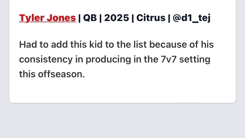 d1_tej's tweet photo. Thank you @PrepRedzoneFL for the add!!
c/o 2024

@coachbkyoung @StetsonFootball @dburks88 @CoachBanfield @CoachKNobles https://t.co/qhPiD4QsVK