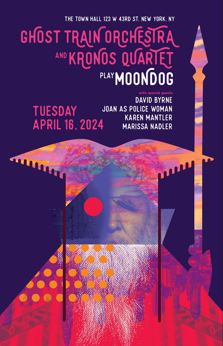 Tickets going fast for this epic show next week with @ghosttrainorch and @kronosquartet celebrating our new record Songs and Symphoniques: The Music of Moondog on @CantaloupeNY. With special guests @DBtodomundo @JOANPOLICEWOMAN Karen Mantler and @marissanadler. Poster by LURE.