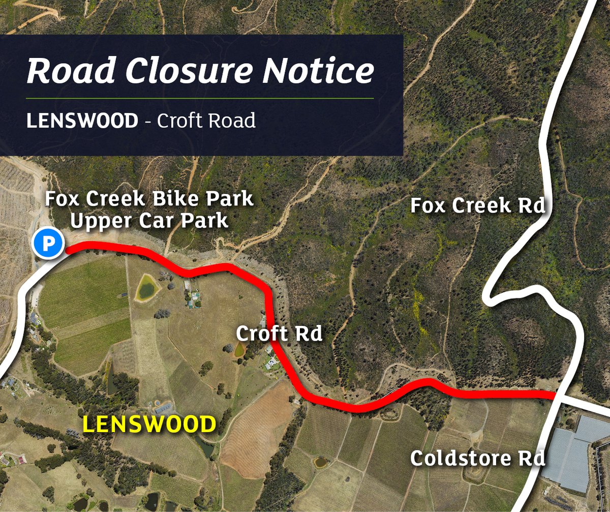 Croft Road in Lenswood is getting an upgrade! 🚧 The road is closed from 7am - 5pm, Monday - Friday, from Coldstore Road to the Fox Creek Bike Park car park until mid-May. This exciting project includes improvements and spray sealing. View the details 👉 ow.ly/3ffn50RcOwm