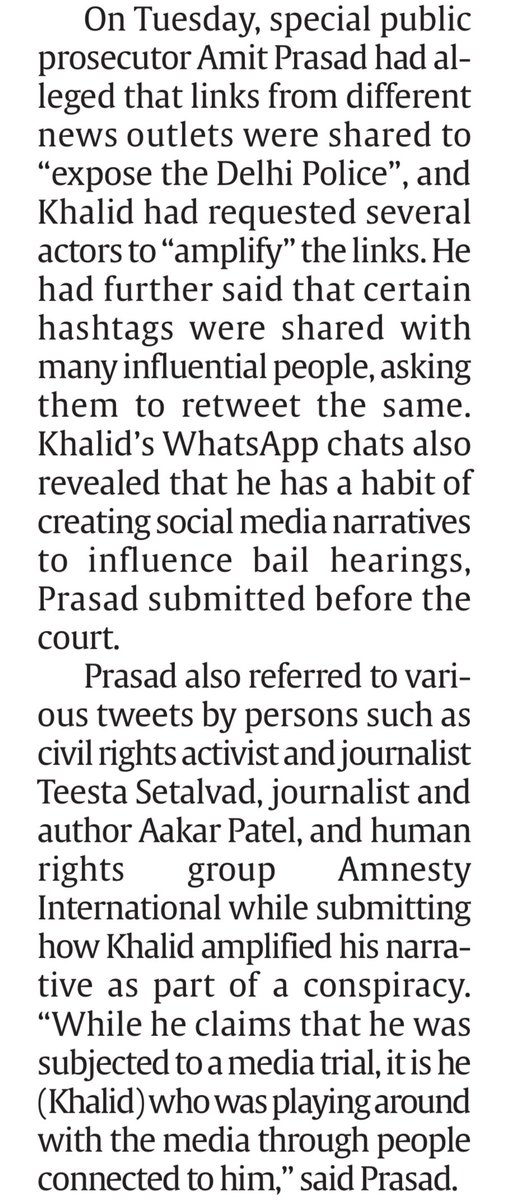 So the Delhi Police’s “probe” in the 2020 Delhi Riots larger conspiracy case against Umar Khalid has resulted in procuring evidence that he created “social media narratives”, “hashtags”, shared news links with “influential people” to amplify news? The only evidence they seem to…