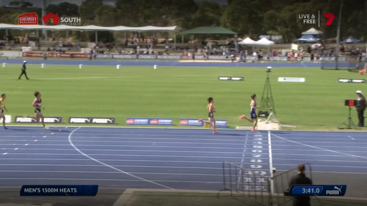 17-year-old Cam Myers goes wire-to-wire to win his semi of the 1500m at the Australian champs. 3:41.57. Looked in total control. Final is Saturday at 4:10 p.m. in Adelaide (unfortunately, that's 2:40 a.m. ET for US fans...)