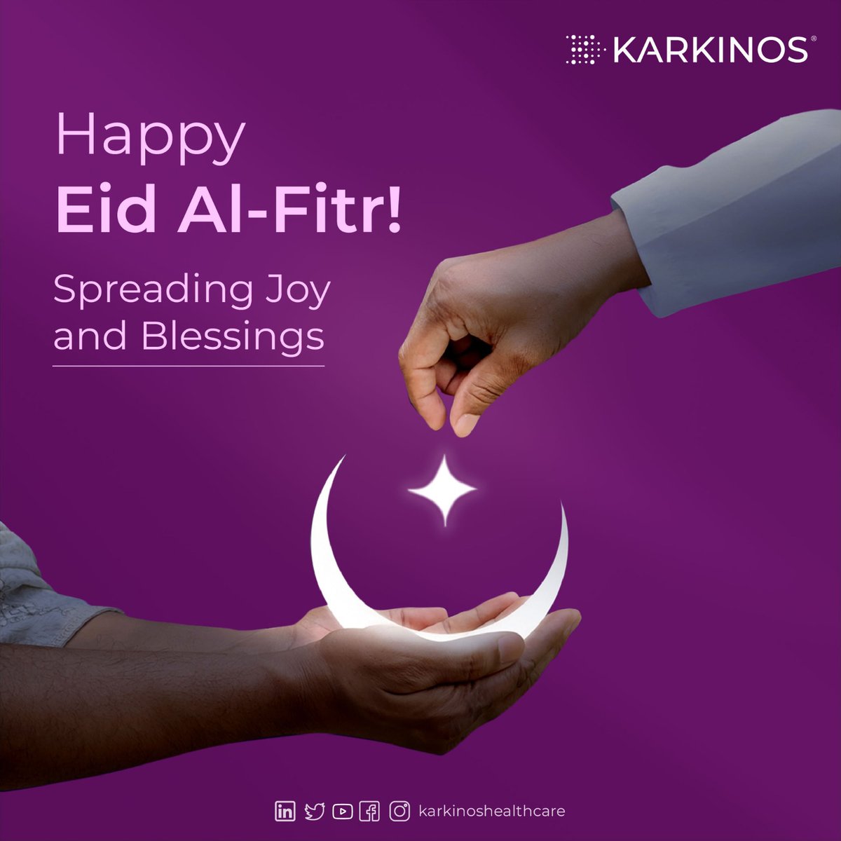 Eid Mubarak from Karkinos Healthcare. Wishing you a blessed celebration filled with health, happiness, and harmony. #EidMubarak #HealthAndHappiness