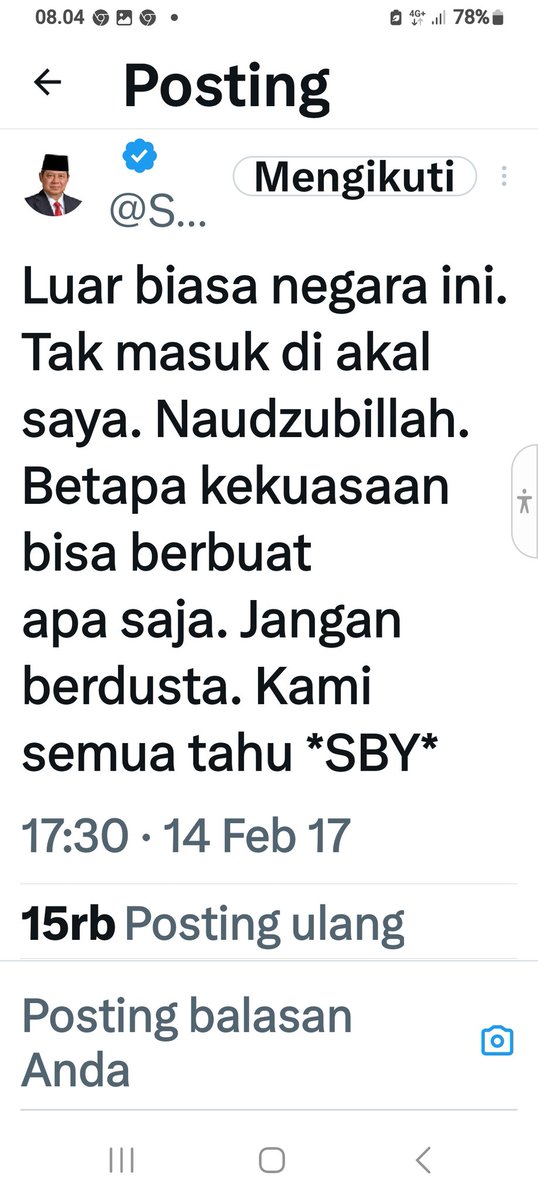 Selamat siang pak @SBYudhoyono semoga sehat & tetap sehat. Ini👇 tuit lawas bpk, tapi sayang bpk sekarang satu kapal sama orang yg bpk tujuh dalam tuit 🤭🤭🤭🤭