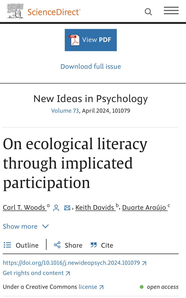 Great new article by @CarlWoods25 , @Duarterbparaujo, and Keith Davids!  Discussing ecological literacy from an ecological perspective.  Such a good read! #neverstopexploring