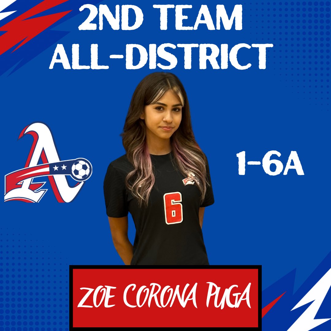 Congratulations to our 2nd TEAM 1-6A ALL DISTRICT selections. ❤️⚽️💙👏💪 #AmericasGirlsSoccer #BlazerNation #A’sUp @OTorres_AHS @VVicencio_CMS @coach_rye_ @Americas_HS @Coach_NoeRobles