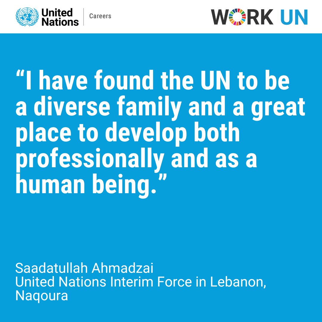 #WhyWork4UN⚙️ Ahmadzai is currently an #Engineer in the #UNHQ in NYC for ~3  years📐Previously, he served as an #ElectricalEngineer for 3 years at the #UNIFIL. 'The UN provides an environment of work where you enjoy your work + have the opportunity to balance between work + life'