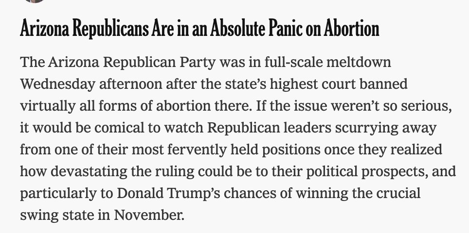 Left, @jackbalkin in 2003 predicting in the @nytimes what would happen to the GOP if Roe were overturned. Right, today's @nytimes.