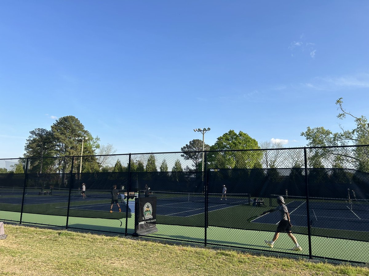 Good battle today against a top 10 ranked North Lenior. Won a big match at #1 Doubles. Came up a little short overall but it was a good improvement! Final score 3-6.