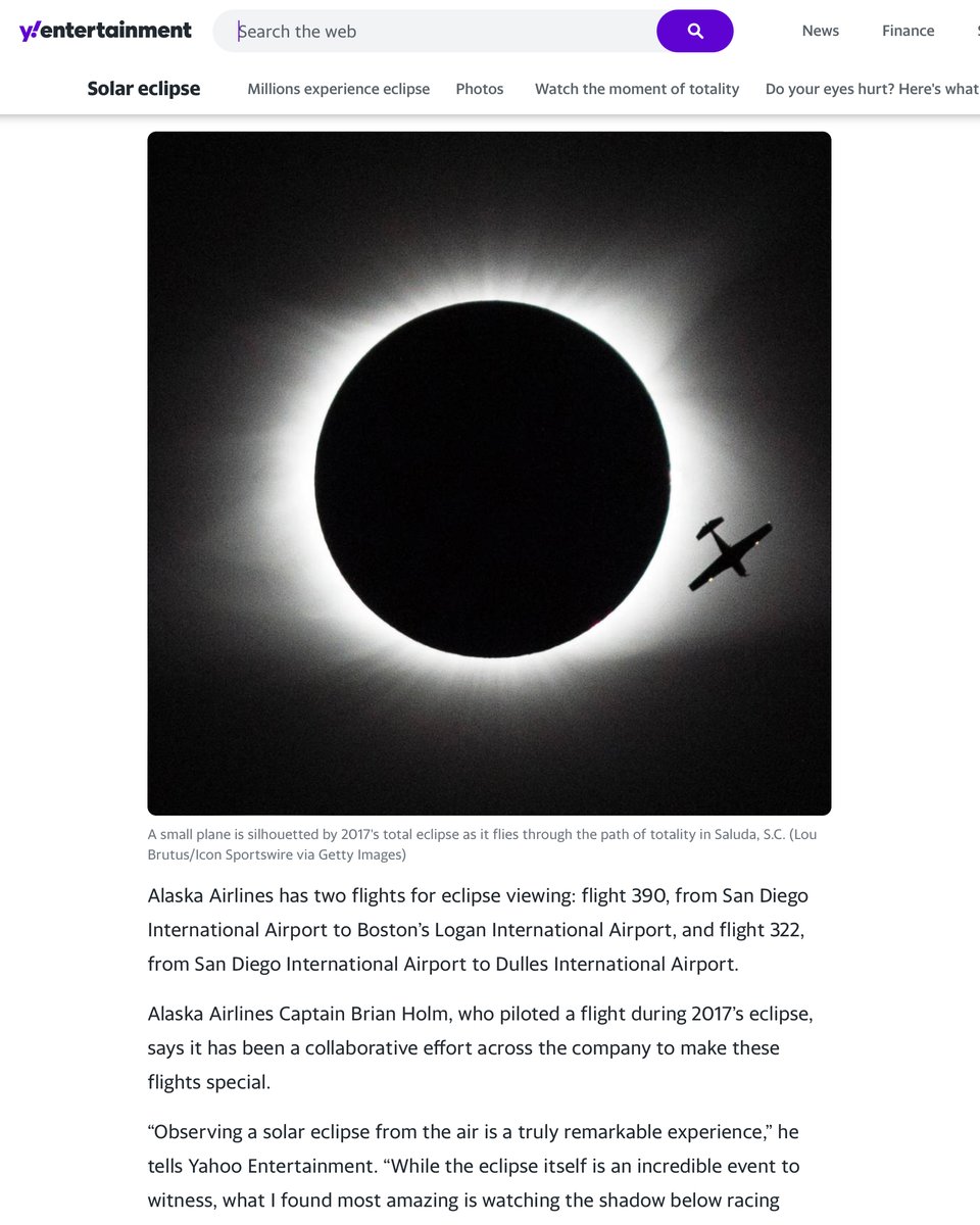 Thanks to those who have sent links of my eclipse photography featured in the news this week. @Yahoo even reused my plane-on-the-eclipse shot from 2017. You may not believe it, but I'm looking at making DOZENS of dollars from this! 🤑 #Eclipse #SolarEclipse #TotalEclipse