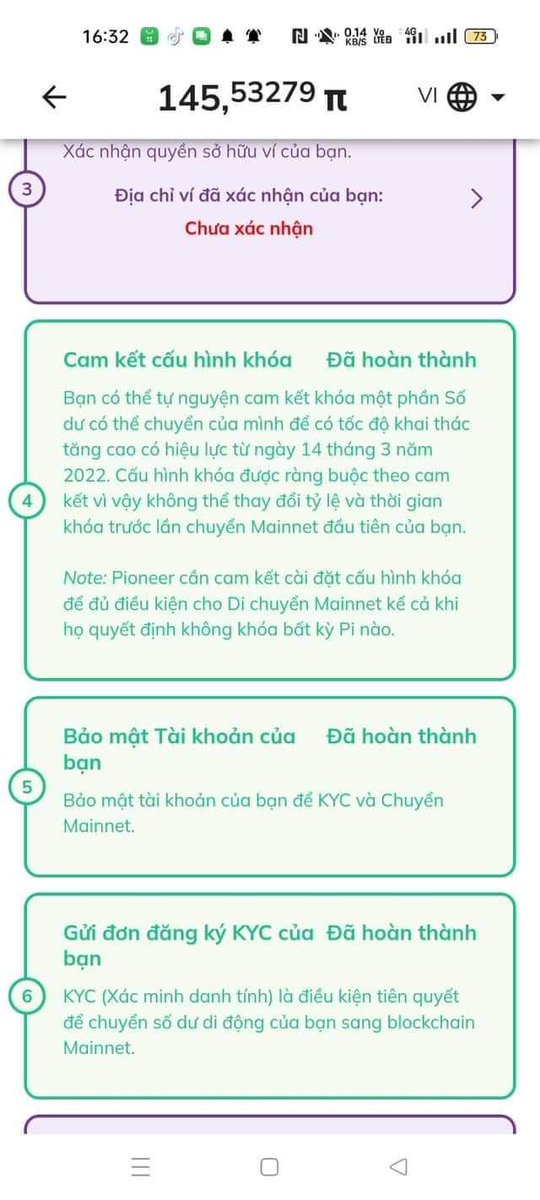 tranthihoa72's tweet photo. 📣🔥Những TK màu cam, mà bên dưới có Dòng "Action Required on Mining App" Có nghĩa là cần làm một số yêu cầu
cụ thể, trường hợp này là chưa xác minh SĐT, 
Sau khi xác minh xong SĐT, thì đã chuyển sang xanh
Em vừa hỗ trợ xong, và xanh ngay khi xác minh SĐT--> Mục 5 xanh và KYC đã chuyển từ Cam sang Xanh
Nguyễn Thế NgọcVu Quoc Tuan