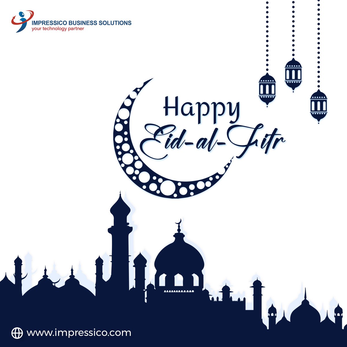 As the crescent moon marks a new chapter, Impressico Business Solutions wishes you an Eid Mubarak filled with joy, prosperity, and success! May your business ventures flourish and your partnerships strengthen. Eid al-Fitr Kareem! #Impressico #yourtechnologypartner #NewBeginnings