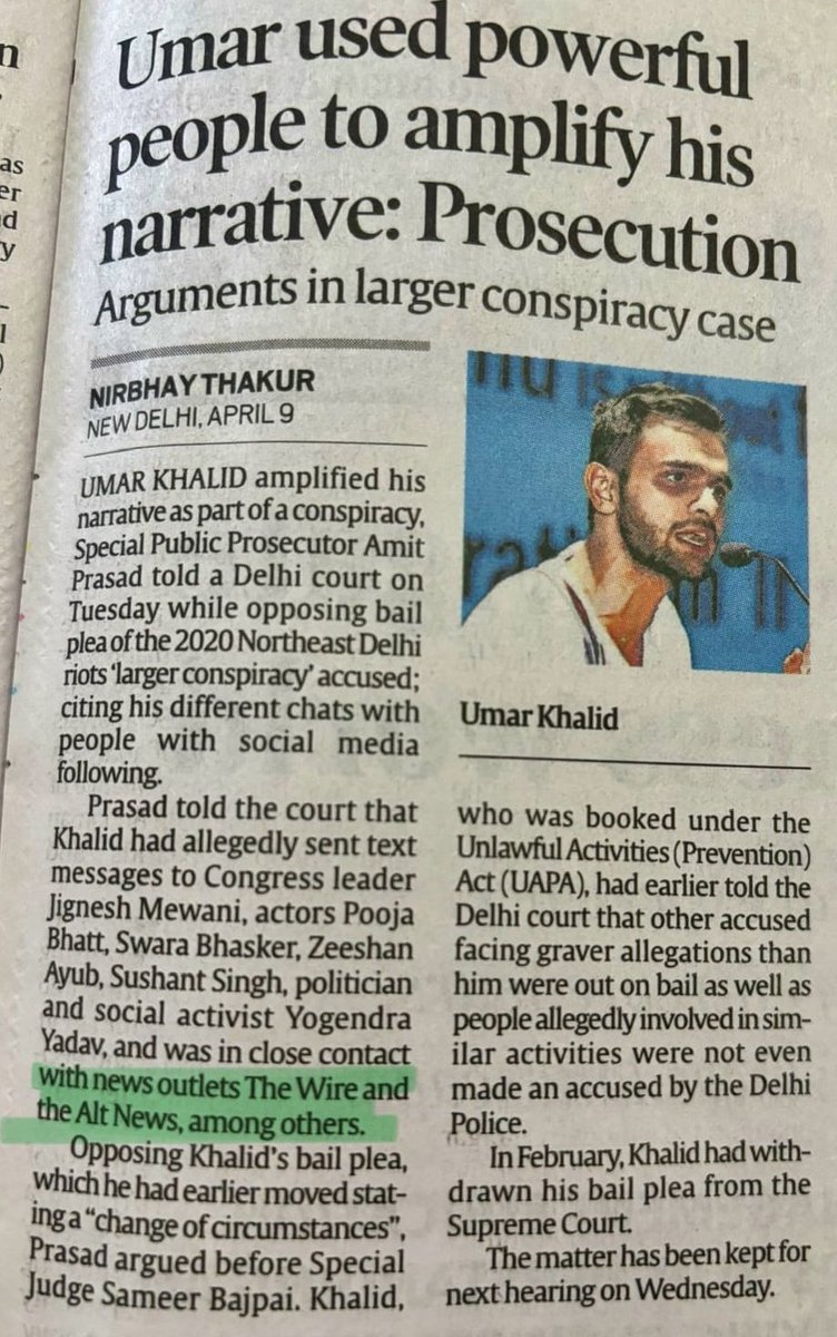 Umar Khalid was charged under NSA. Why not similar acts against Alt news as well? They were very much part of anti Hindu Delhi riots.