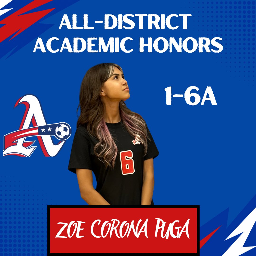 Congratulations to our 1-6A ALL DISTRICT Academic Honors! ❤️⚽️💙👏📚 #AmericasGirlsSoccer #BlazerNation #A’sUp @OTorres_AHS @VVicencio_CMS @coach_rye_ @Americas_HS @Coach_NoeRobles