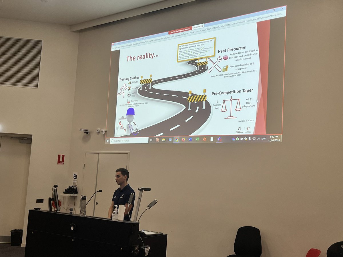 Confirmation presentation from @JoshJelliott97 on Optimising heat acclimation across the Australian high-performance system @EnvPhysiolLab @UC_RISE