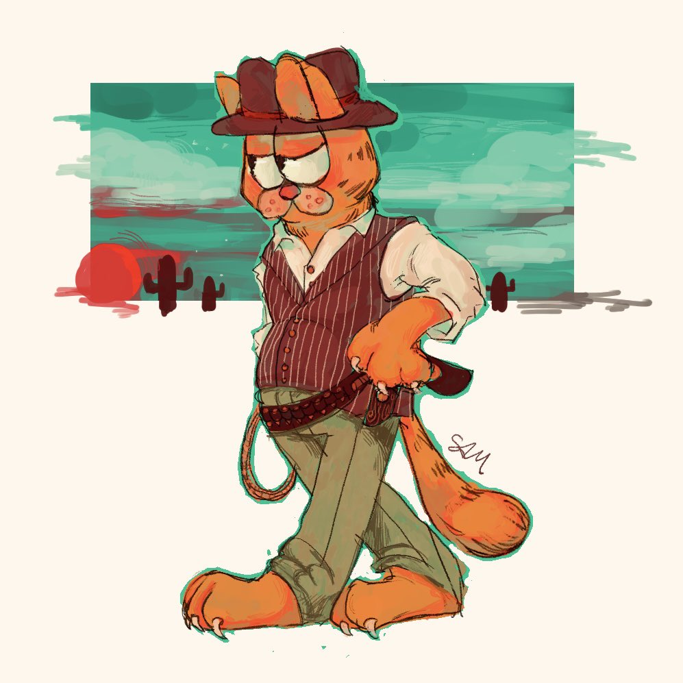 garf + cowboy= #Garfield #garfield #fanart