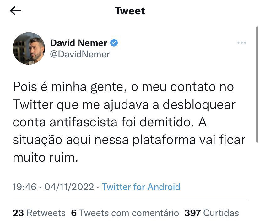 elivieira's tweet photo. Gostaria de agradecer publicamente a David Nemer e Cecília do Lago. Foram os tweets deles em 4 de novembro de 2022 que plantaram uma pulguinha atrás da minha orelha e da orelha do @david_agape_. Daí vieram, em última análise, os Twitter Files Brasil. Graças à sua falta de noção de exibir publicamente sua intolerância ao pensamento diferente em política e a naturalidade com que vêem o tratamento diferenciado entre as pessoas e a censura. Obrigado!
