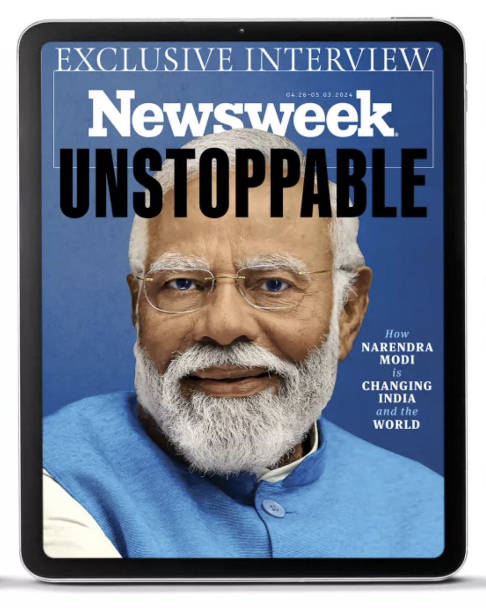 पिछले 50 वर्षों में, नरेन्द्र मोदी न्यूज़वीक पत्रिका के कवर पर आने वाले एकमात्र भारतीय प्रधानमंत्री बने। अब इसे कांग्रेसी चमचे ये भी नहीं कह सकते हैं की इसे देखता या पढ़ता कौन है क्योंकि पिछली बार कवर पर इंदिरा गांधी ही आई थी।