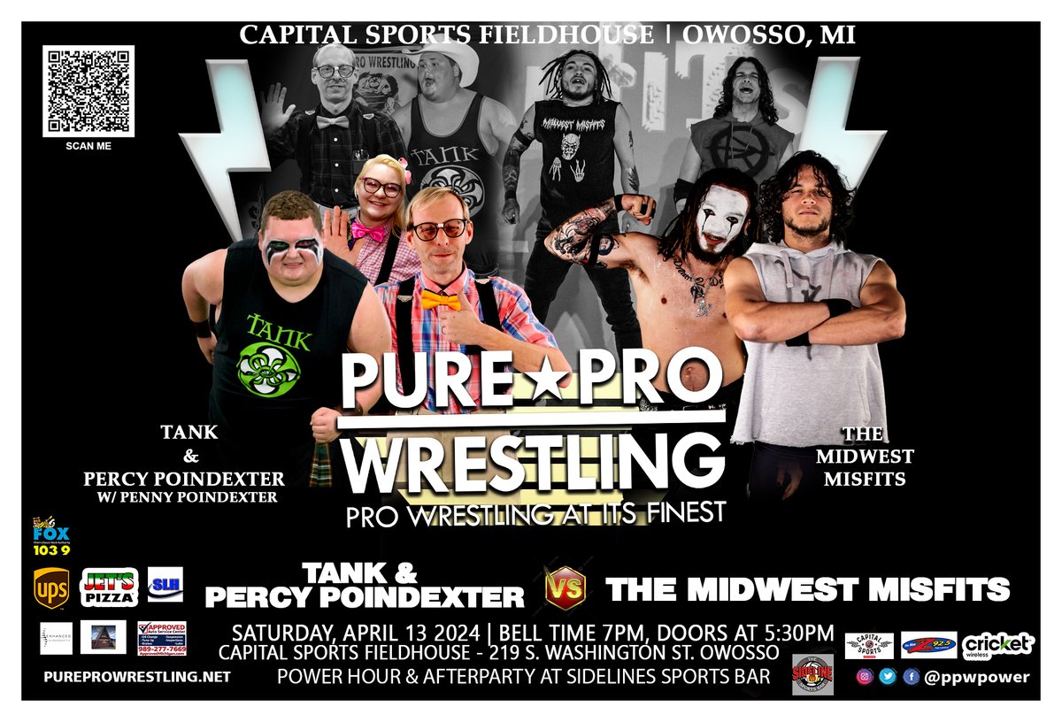 🚨 Explosive tag team action at Clash at the Capital 3! #Tank & #PercyPoindexter, with Michigan State Women's Champ, #PennyPoindexter vs. the #MidwestMisfits in #OwossoMI! Use codes 'SCOUTS' or 'YMCA' for 10% off tickets. Get yours now!🎟️Tickets: ppwpower.ticketspice.com/clash-at-the-c…