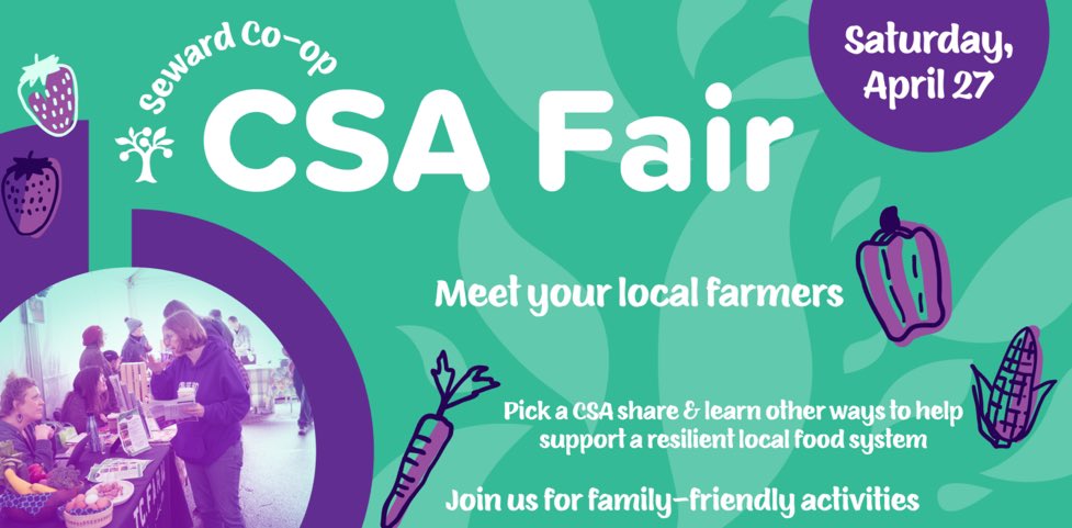 We're thrilled to participate in the upcoming Seward Co-op CSA Fair. Be sure to mark your calendar and show your support for local farms and producers! Come and learn more about the amazing projects we are working on. #localfood #localfarms 🥕🌶️🌽