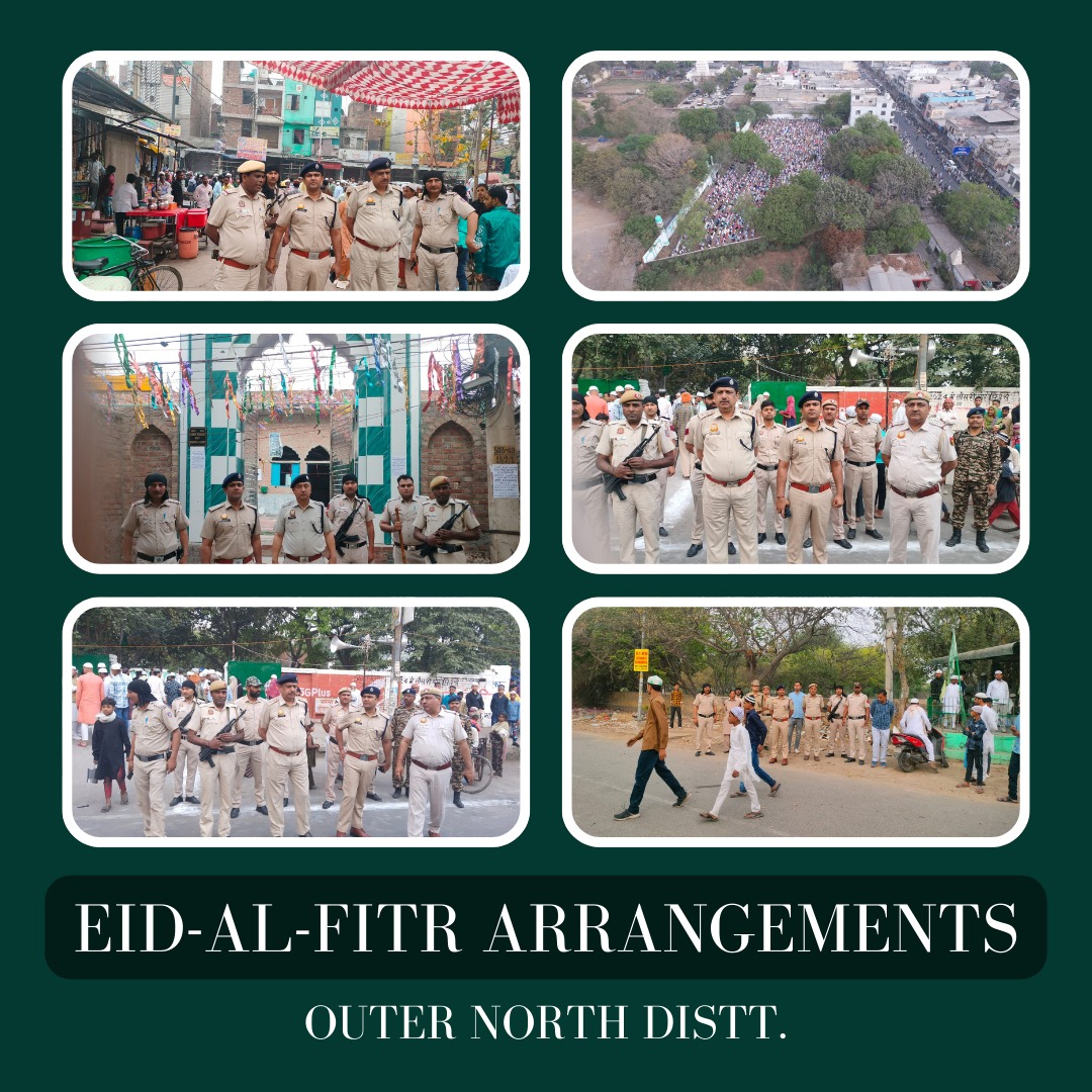 Elaborate security arrangements have been put in place for the Eid festivities at mosques situated in the #OuterNorth District. #Eid_Mubarak #DPUpdates @Ravindra_IPS
