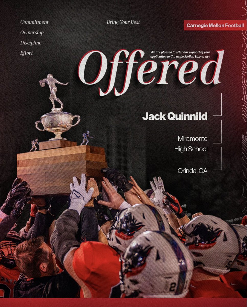 Jack Quinnild (@jackquinnild) on Twitter photo Blessed to receive an offer from Carnegie Mellon University! Thank you <a href="/coachfloppy/">Jeff Simmons</a> <a href="/CoachRyanLarsen/">Ryan Larsen</a> <a href="/CoachAndyHelms/">Andy Helms</a> #AGTG Blessed to receive an offer from Carnegie Mellon University! Thank you <a href="/coachfloppy/">Jeff Simmons</a> <a href="/CoachRyanLarsen/">Ryan Larsen</a> <a href="/CoachAndyHelms/">Andy Helms</a> #AGTG