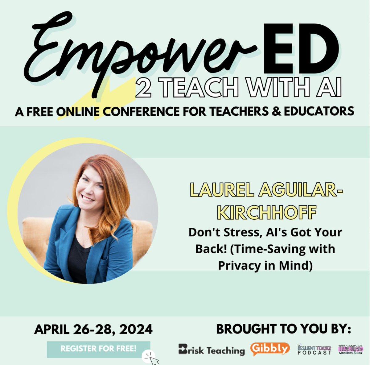The EmpowerEd 2 Teach w/AI Free Virtual Conference is 4/26-28th: helping Ts with systemizing the classroom, making the most of prep time, automating, preventing burnout, & more! I'm excited to be one of 15+ featured speakers here! Get your FREE ticket! > lnkd.in/gHCHHmGZ
