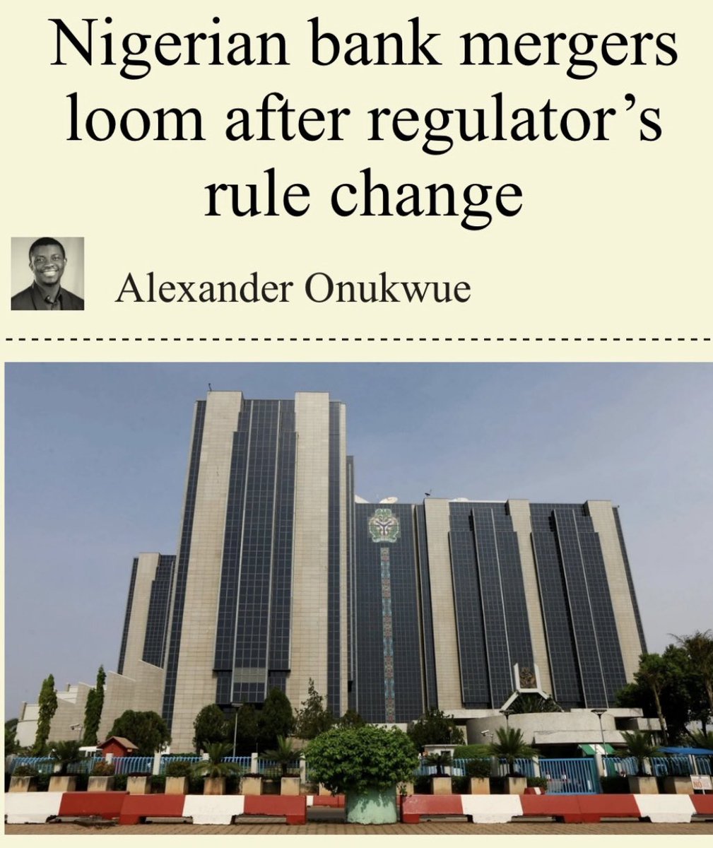 #Nigeria’s banks must meet new capital requirements set by the central bank. It could trigger the biggest M&A in the sector in 20 years. Via: @semafor The last capital increase requirement was in 2004. It resulted in big consolidation & reduced the number of banks from 89 to 25.