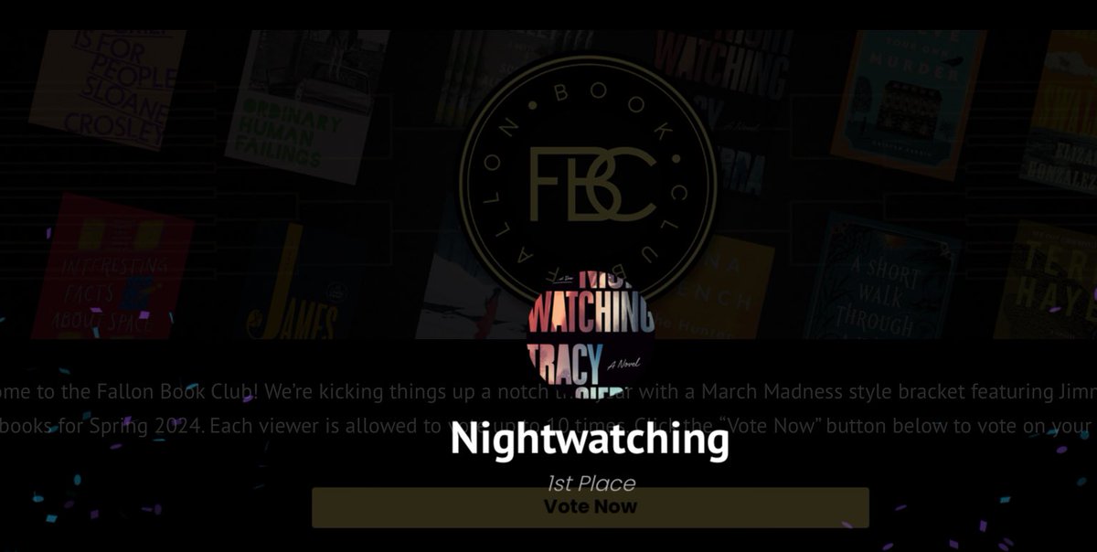 The votes are in. And it was a very close call. But Nightwatching by @tsierraauthor is the Fallon Book Club Spring Read for 2024! Thank you everyone who voted for this extraordinary thriller debut! @PamelaDormanBks @VikingBooks @TheMarshAgency