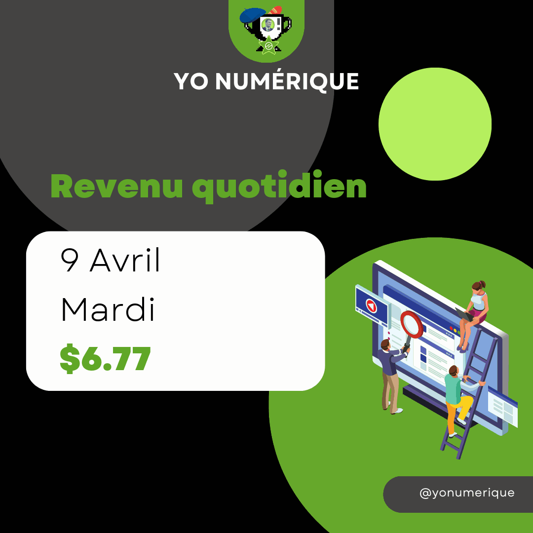 yonumerique's tweet photo. Les revenus de notre site Web Mardi: $6.77: #Monétisation #OptimisationdusiteWeb # https://t.co/swOj7rIROA https://t.co/Vw50KZgceH