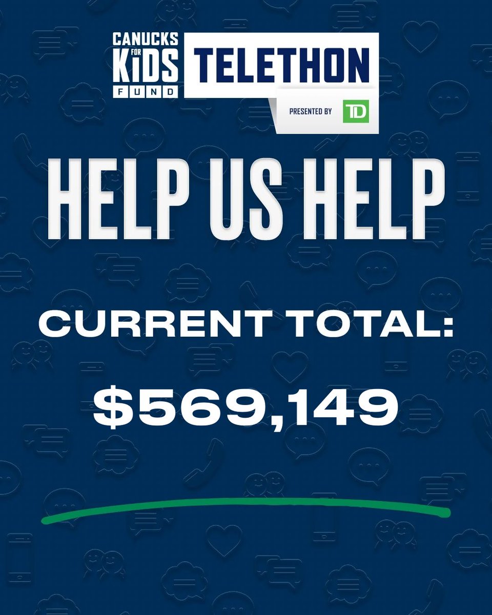 The current total for the CFKF Telethon is $569,149! Keep it going, @Canucks fans! DONATE NOW | canucks.com/telethon
