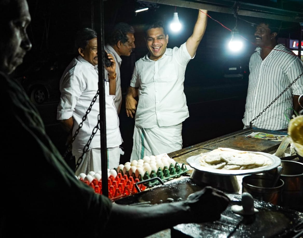A meal in the middle of election campaigning, at a Thattukada in Paravur...