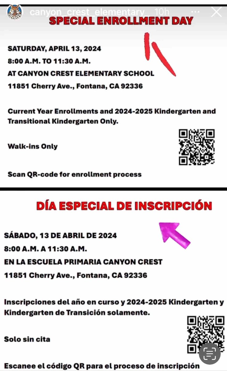 Don’t miss this special enrollment opportunity on Saturday, April 13 at Canyon Crest Elementary., 8:00 - 11:30 am.