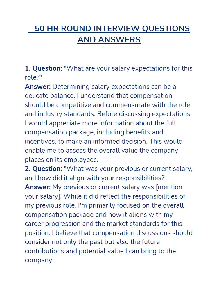 Most people suck at HR Round but not anymore. I have curated the List of '50 Best HR Round Interview Questions Guide'. I usually sell for $99 but for the next 24 hours it's FREE Just: 1. Repost 2. Follow @thetripathi58 3. Like & Comment 'HR' And I will DM you for FREE