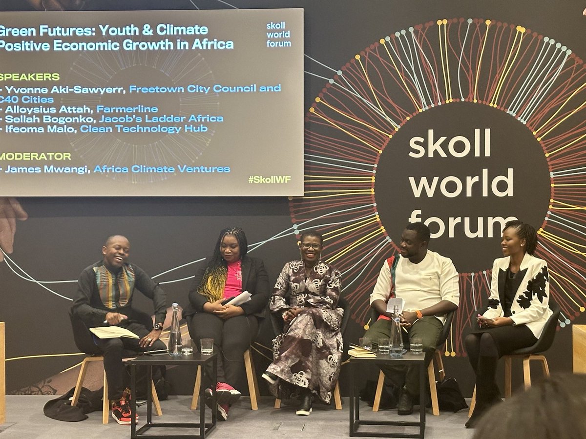 Green futures: Youth and Climate Positive Economic Growth in Africa @SkollFoundation session has started #SkollWF @Sellahb @James_I_Mwangi