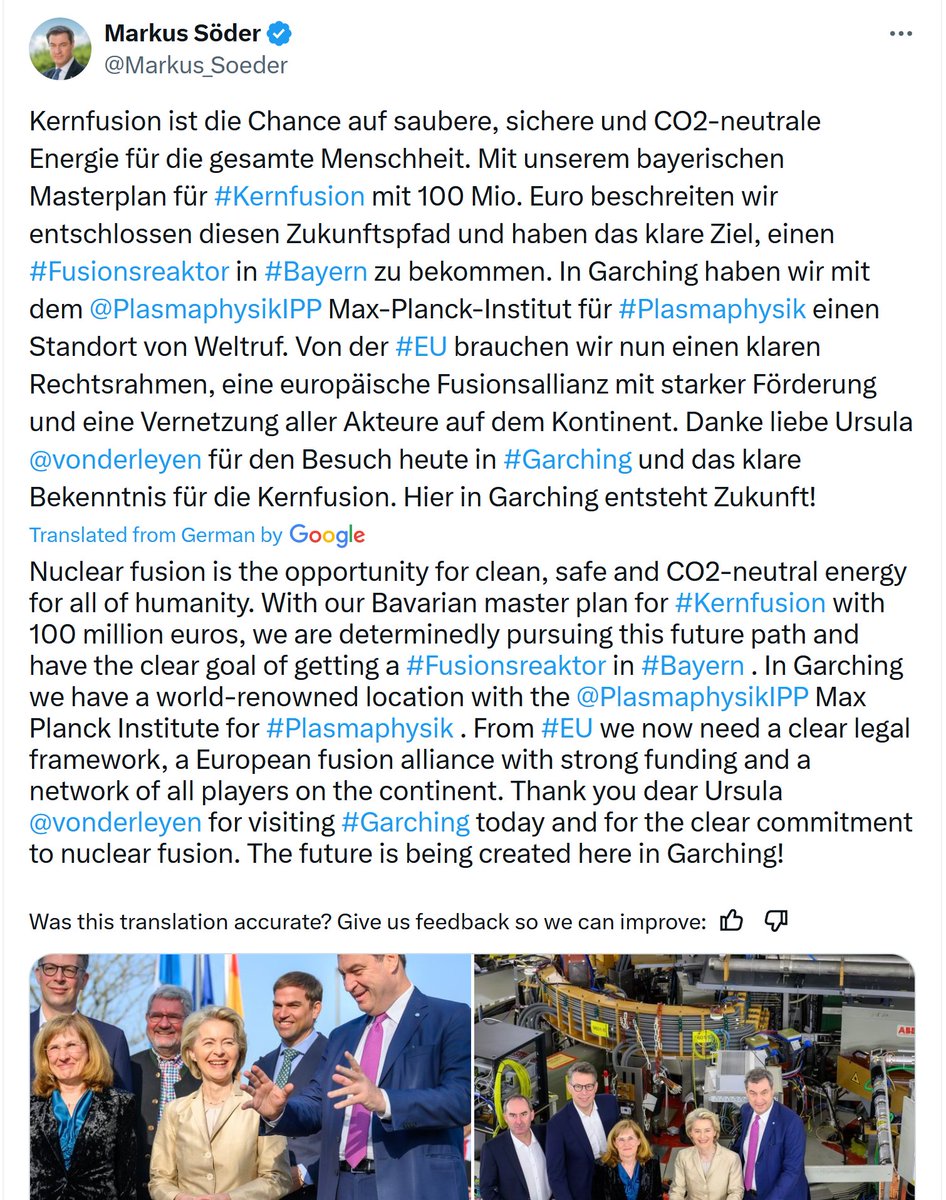 Well #Bavaria that economic, technological and business powerhouse of Germany are not hanging about ... ... full throated commitment to nuclear power by Minister-President Söder ! x.com/Markus_Soeder/…