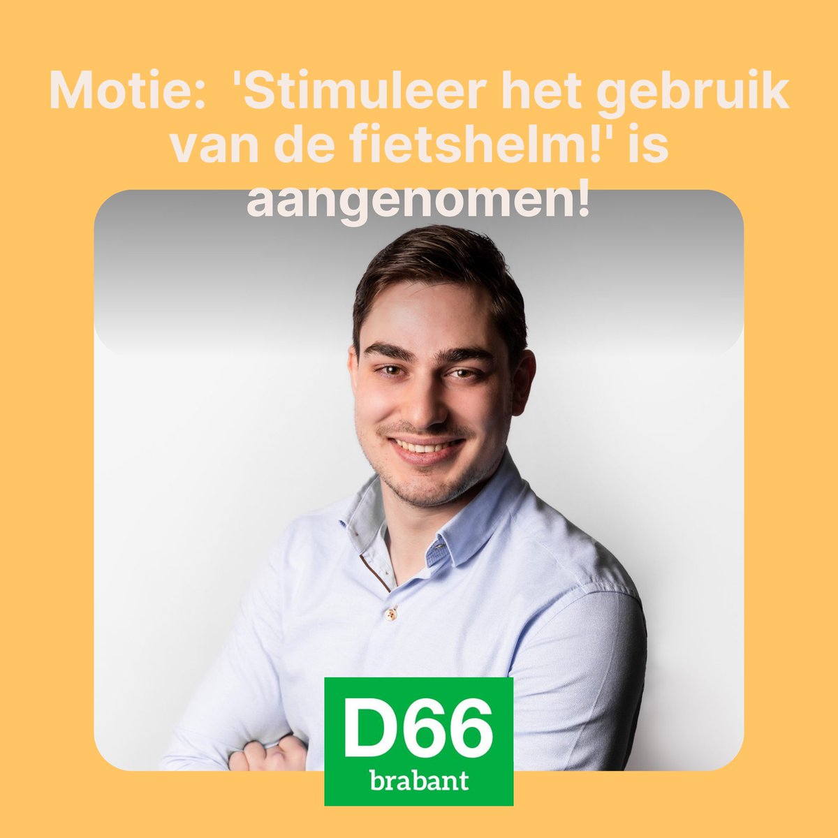🚴‍♂️ Fietsveiligheid in Brabant is urgent! 
Bijna 1 op 5 fatale ongevallen gebeurt hier. 
Floris Stoot, D66 Statenlid, dringt aan op actie voor fietsers bij het Verkeersveiligheidsplan 2024-2027. 
Laten we de koppositie in verkeersdoden ombuigen met maatregelen zoals fietshelmen.