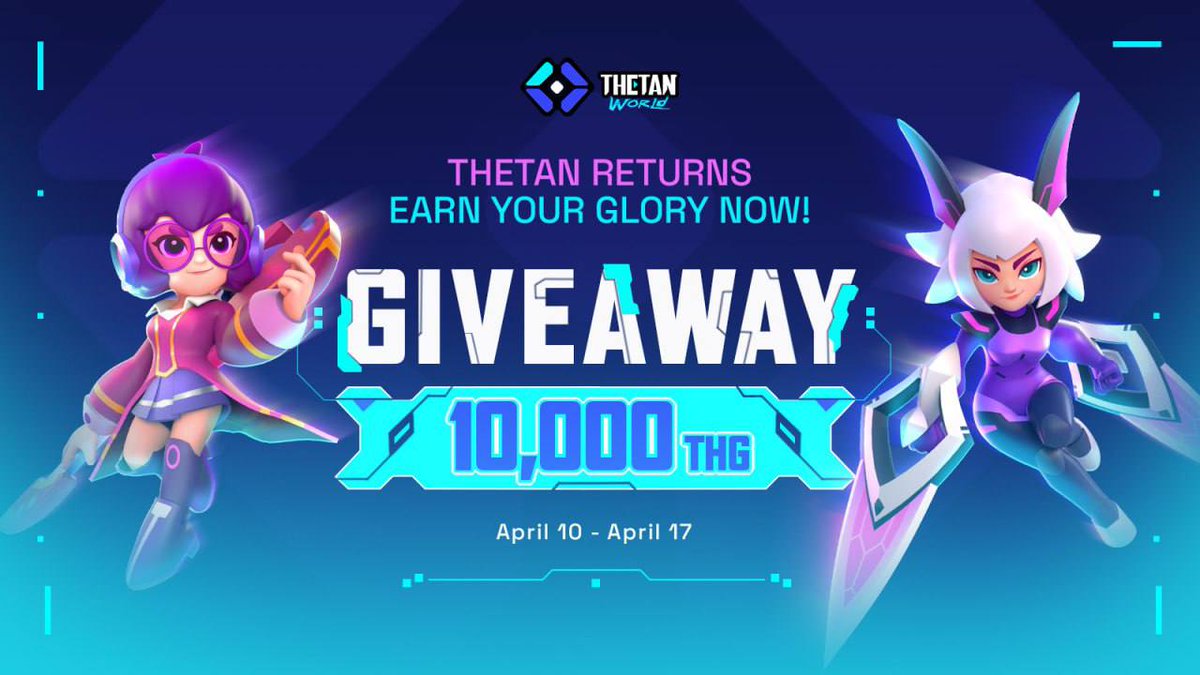 🚀 Thetan Returns Giveaway - Earn Your Glory! 🚀 📅 Timeline: 7 AM April 10 - 7 AM April 17 💲 Prizes: $10,000 THG, 1000 Whitelist Roles, 70 OG Roles join rewards.taskon.xyz/campaign/detai… Thetan Arena is back, introducing Thetan World and game-changing updates to the economic landscape.