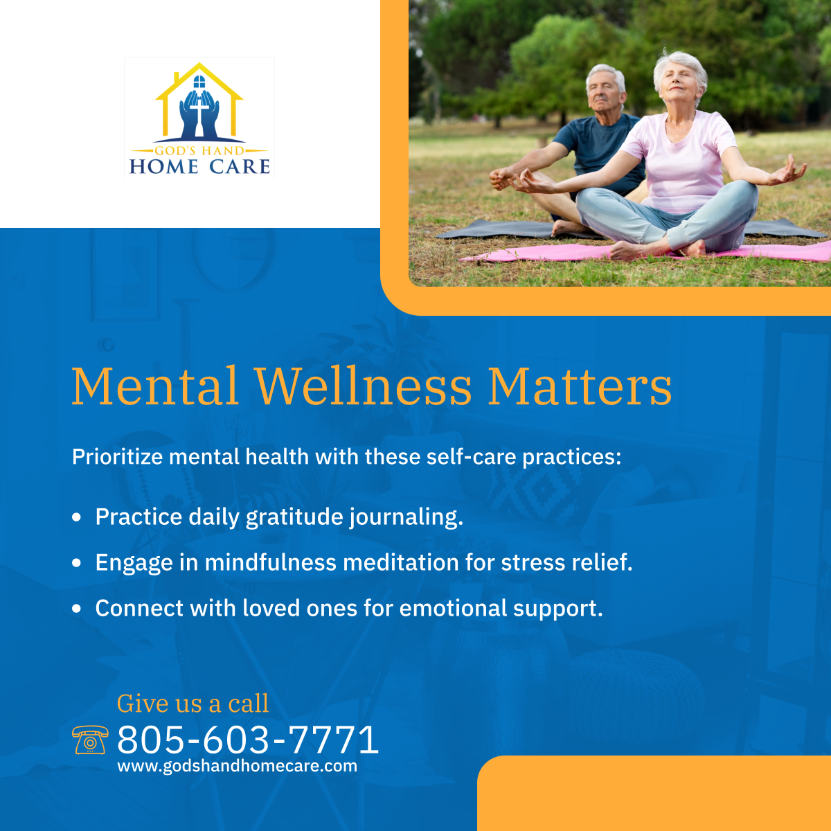 Cultivate inner peace and resilience with these essential mental wellness practices. Nurture your mind, prioritize self-care, and thrive in every aspect of life. 

#OxnardCA #HomeCare #MentalHealthCare