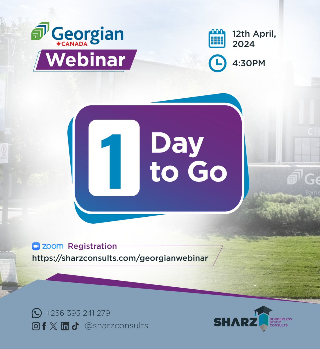 1 DAY LEFT! Don't miss out on your chance to explore studying in Canada! Join us for an exclusive webinar with @georgiancollege's Regional Advisor - Africa, Evelyne Macharia, to discover programs, entry requirements, and more! Register now! 📚🇨🇦 sharzconsults.com/georgianwebinar…