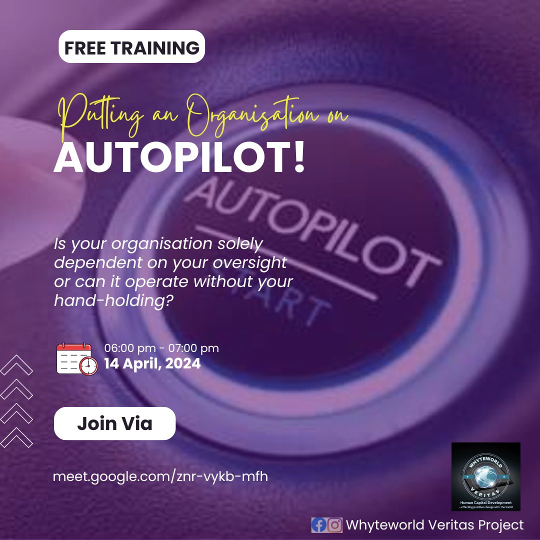 Hi there!

Whyteworld Veritas Project is pleased to invite you to a FREE WEBINAR

See flyer for details

RSVP here 👇🏻 calendar.app.google/ZsCNnBy1PanF4E…

#freetraining #autopilot #webinar