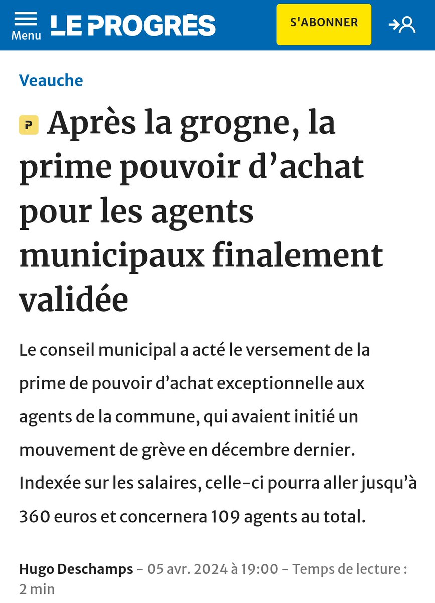 Le 22 janvier et le 18 mars 2024, mon groupe a demandé la prime exceptionnelle au pouvoir d'achat pour les agents de la Ville de Saint-Chamond... Les réponses sont toujours aussi floues, (on se demande bien pourquoi) J'espère que, comme à Veauche, la majorité municipale accordera…