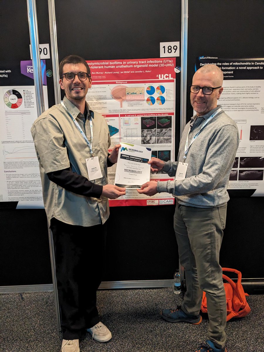 Congratulations to Evgenia Maslova (@Evgenia_Maslova), Ramon Garcia-Maset (@MasetRamon) and Tom Arrowsmith (@BlowerLab) for winning the #MicrobioJ Poster Prize at #Microbio24!